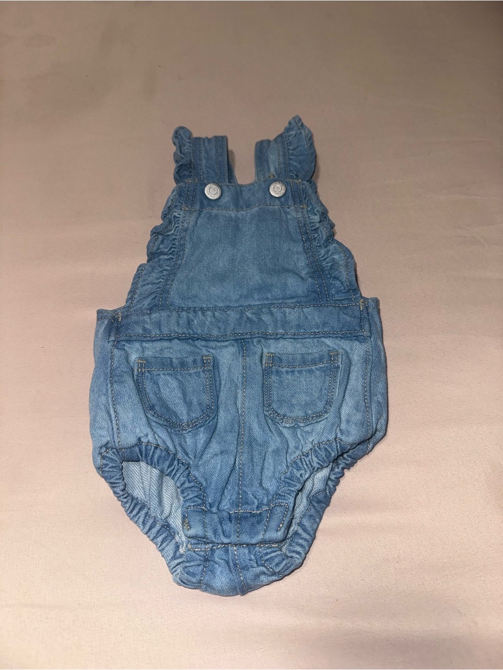 Old Navy Light Blue Denim Ruffle Shortall